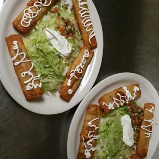two plates of food on a table