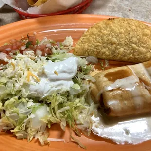 Combo 8: One Taco, One Tostada and One Chimichanga