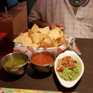 Chips and salsa,  and guacamole...yummy