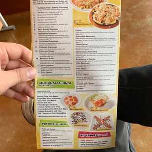 a hand holding a menu