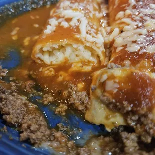 Enchilada and beef burrito