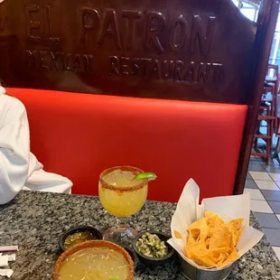 House margs with Tajin and chips/salsa