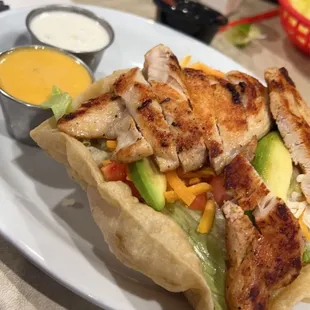 Chicken fajita taco salad