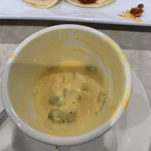 The watered down queso that I ended up eating as dinner because my tacos were inedible