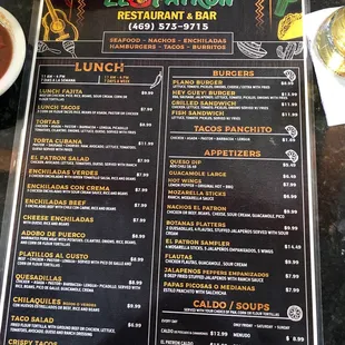 menu