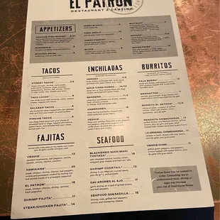 menu