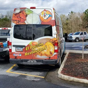 a van parked in a parking lot