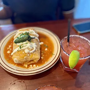 Chile Relleno Burrito &amp; Strawberry Margarita