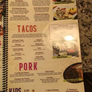 the menu