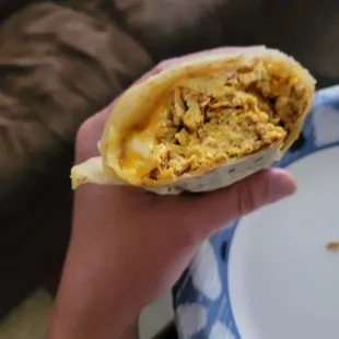 Chorizo and egg burrito.  But all egg