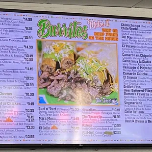 Burrito Menu April 2022