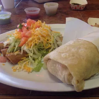 19. 3 Rolled Taco, 1 Beef Taco & 1 Bean Tostada