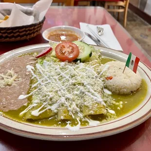 Chicken Green Enchiladas Combo