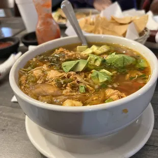 Chicken tortilla soup bowl. Huge portions and delicious!