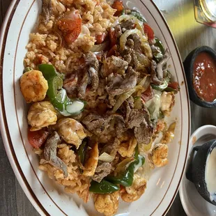 Shrimp, Steak and Rice! Very Yummy!