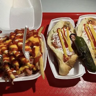 hotdogs and french fries