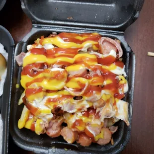 hotdogs with ketchup and mustard