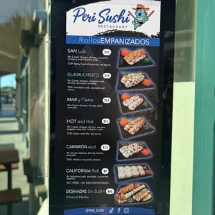 Menú of fried rolls