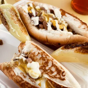 two hot dogs on a plate