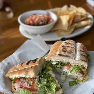 One half is trout, the other is sea bass. Split sandwiches so I could try different fish!