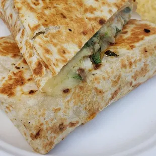 two quesadillas on a plate