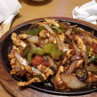 Chicken fajitas.