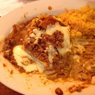 Relleno has a ground beef mixture on the top.