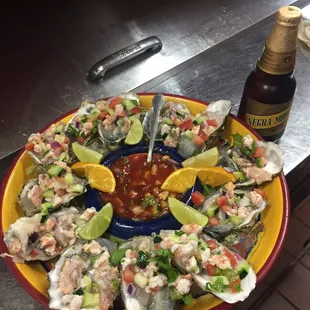 Ostiones con ceviche