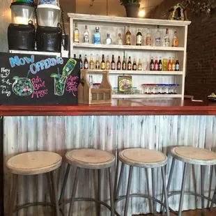 a row of bar stools