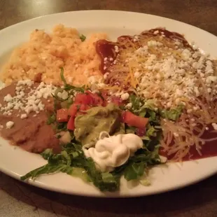 Cheese Enchiladas + Rice &amp; Beans.