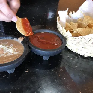 Beans and cheese comes complimentary w/ chips &amp; salsa