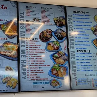 menus and prices