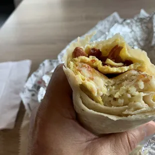 Bacon breakfast burrito