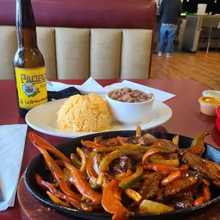 Steak fajita - beans were watery and rice was dry and bland but the fajita mix was great