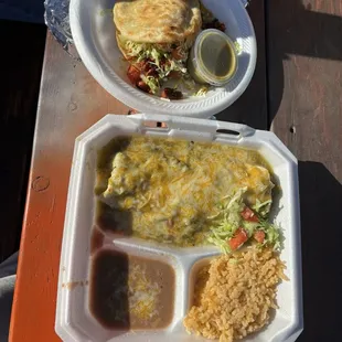 Gordita and New Mexican wet burrito