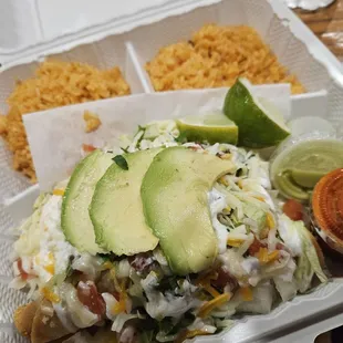Flautas with double rice