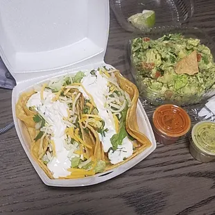 Chicken tacos and guacamole
