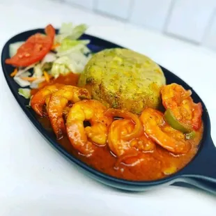 Mofongo con Camarones en Salsa Criolla / Mofongo with Shrimp in Creole Sauce