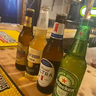Beer: Heineken, Michelob, Corona, Medalla