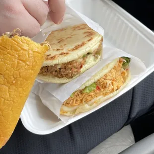 Beef &amp; chicken arepa and Beef Empanada