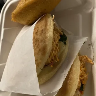 Chicken Arepa and Beef Empanada