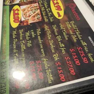 menu