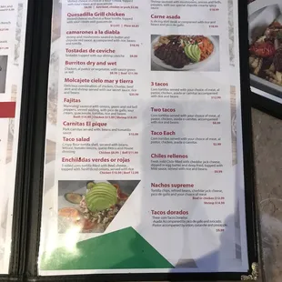 menu