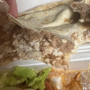 Bean and cheese burrito.