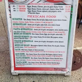 menu