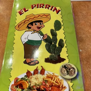 Front of menu