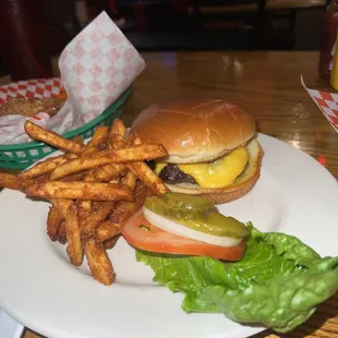 Regular Burger special with fries.