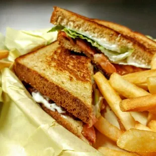 BLT sandwich with a side of fries