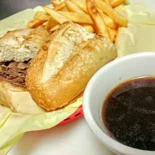 French dip with a side of fries