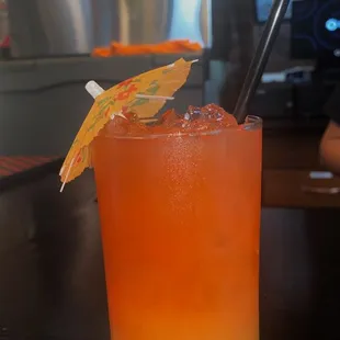 a drink with an umbrella